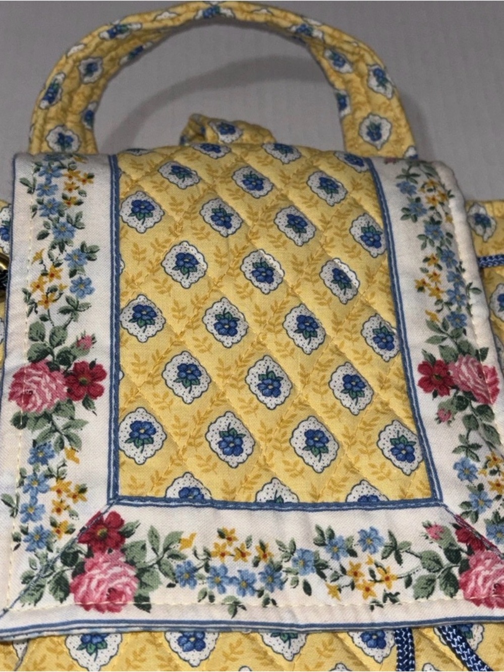 Vera Bradley Yellow ELIZABETH MINI Floral Backpack Tote NEW - Picture 4 of 7